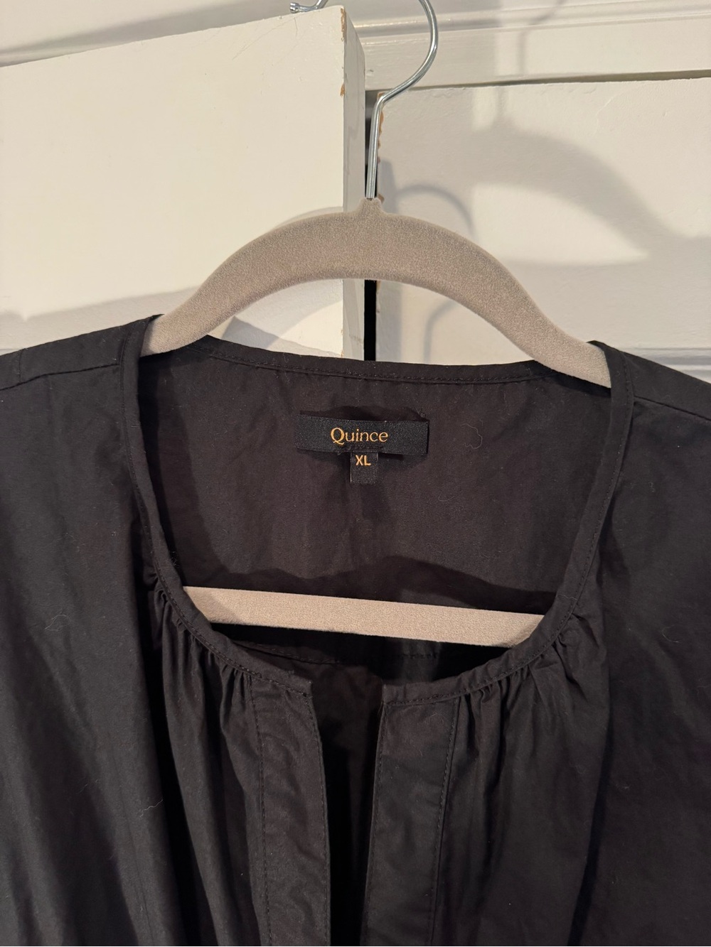 Quince 100% Organic Cotton Poplin Tiered Maxi Dress XL Black - Picture 5 of 5